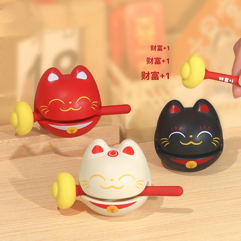 款财富新+木1小木鱼解压佛系摆件卡BB2526-1办公工通位鱼敲敲乐玩