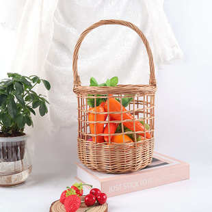 藤编收纳筐收纳篮购物篮小花篮礼品篮柳编水果篮手提买菜篮子田园