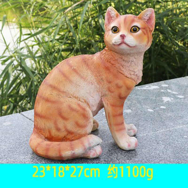 儿童摆件仿真模型庭院装饰房间花园女生树脂雕塑猫可爱动物工艺品