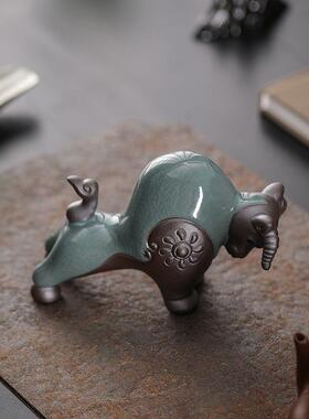 牛气冲天陶瓷牛摆件创意家居招财客厅玄关办公室桌面客厅酒柜装饰