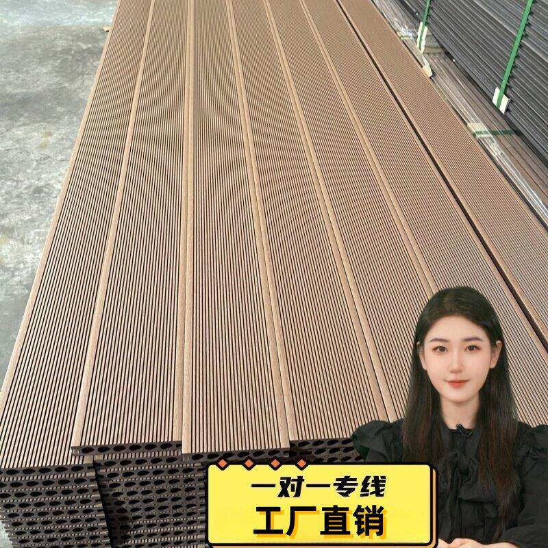 塑木地板户外 庭院露台防腐木公园栈道别墅阳台二代共挤木塑地板