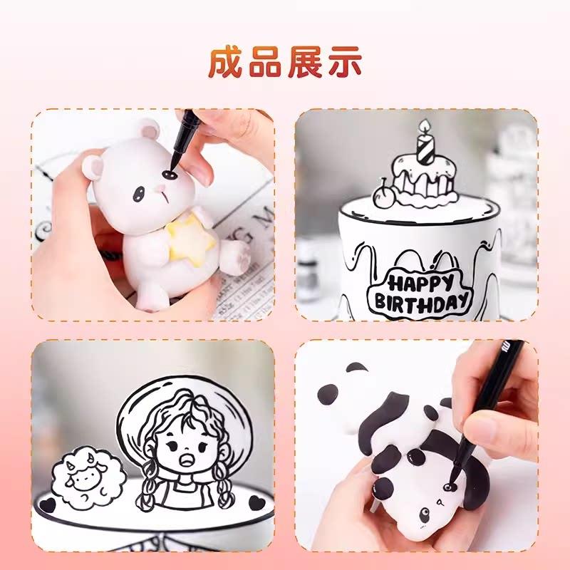仙妮贝儿可食用色素笔黑色红色勾线手绘描边翻糖蛋糕饼干色素笔