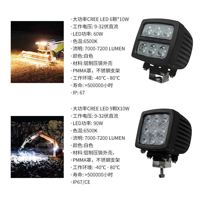 照明灯叉车越野led机械机行驶灯 车前挖源头灯60w照工作大灯农用