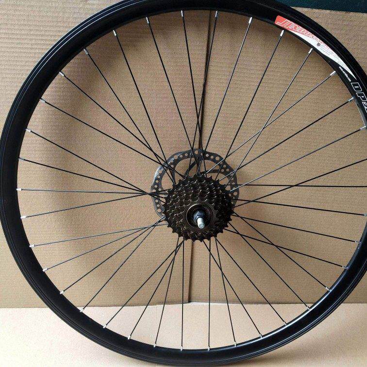 自行车轮毂24英寸26英寸前后旋转轮毂轮辋变速盘式制动器黑色双层