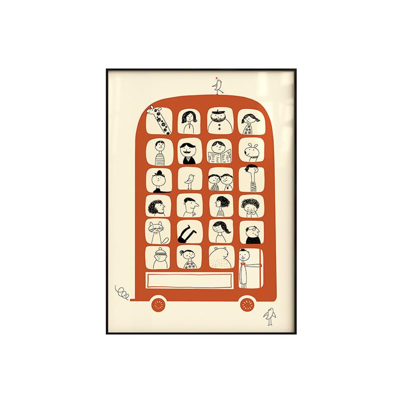 童年的快乐北欧客厅装饰画桌面摆画卡通插画多巴胺儿童卧室挂画