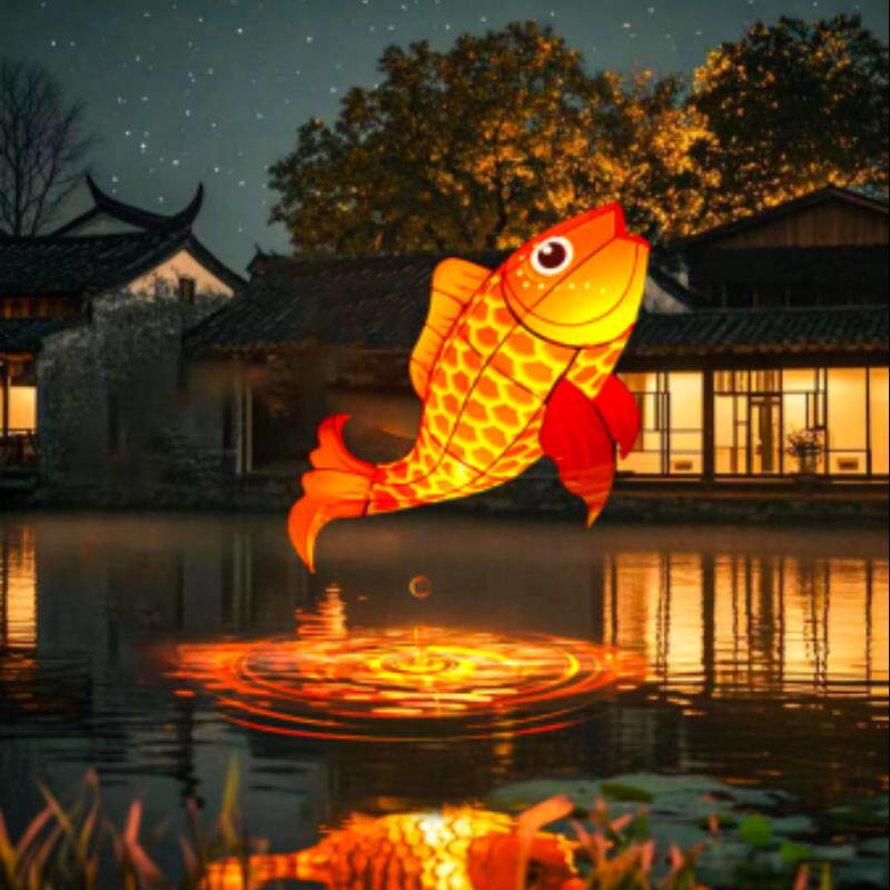 2026户外新款非遗鱼灯防水大型花灯金鱼鲤鱼灯笼景区夜市摆摊