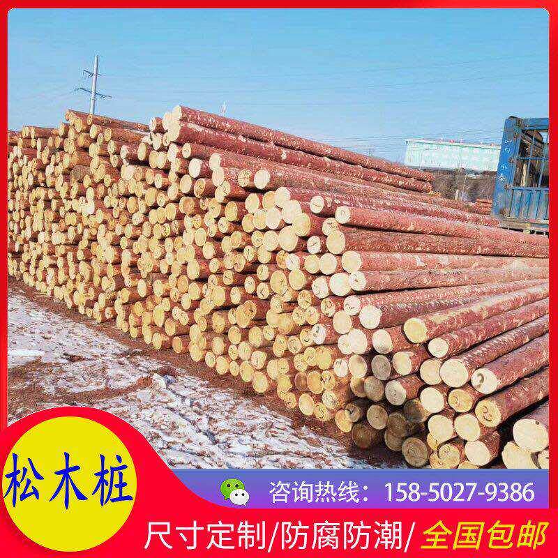 落叶松原木桩户外河道护岸4米打桩木绿化支撑杆3米奥松6米杉木桩