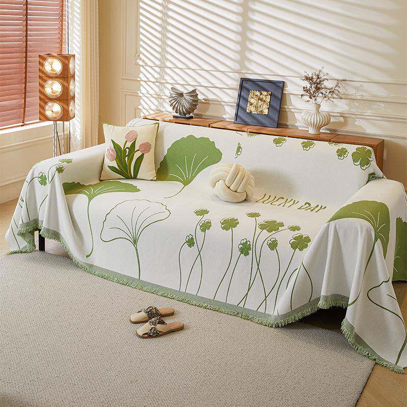 幸运草沙发巾四季通用防滑坐垫子沙发盖布沙发套罩沙发盖巾