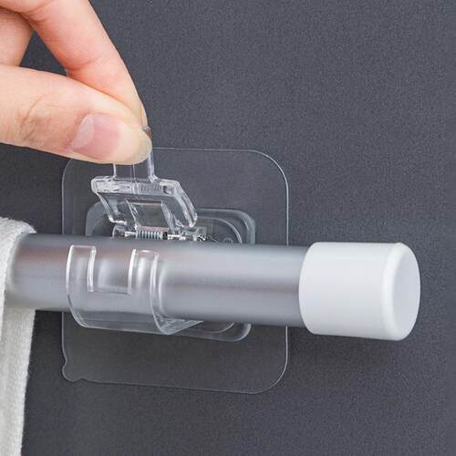 Curtain rod hook, curtain rod clip, no-drill adhesive bracke