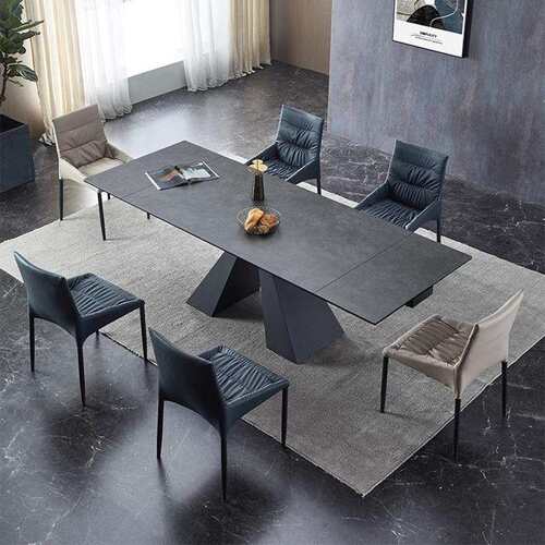 意式极岩板板餐桌复合岩家能C189用现简代简约多功折叠伸缩餐桌椅