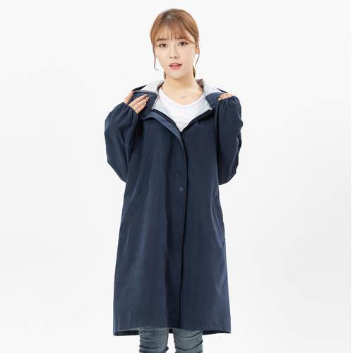 高档韩版时防尚拉链风衣式人成罩衣女长袖防水油士厨房围裙带帽工
