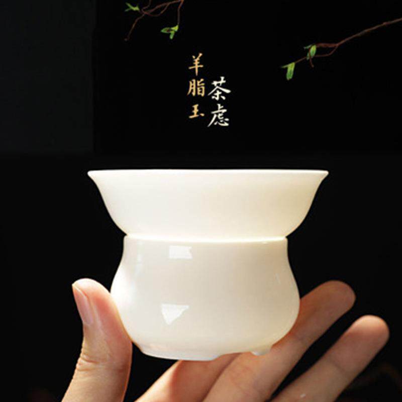 羊脂玉白瓷全瓷茶滤器德化陶瓷茶漏无纺布功夫茶具泡茶过滤网茶隔