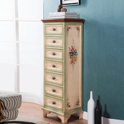 高档美式斗柜实木五斗柜复七装斗柜古浅蓝色床头柜纳装饰柜客厅整