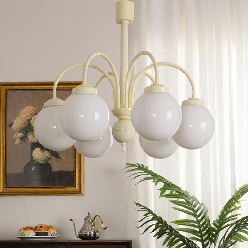 轻法式奶油风吊灯中古网红圆球玻璃卧室吊灯复古简约主客厅灯具