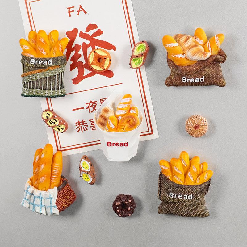 法棍面包冰箱贴仿真食物食玩磁力贴留言贴下午茶装饰立体树脂磁贴