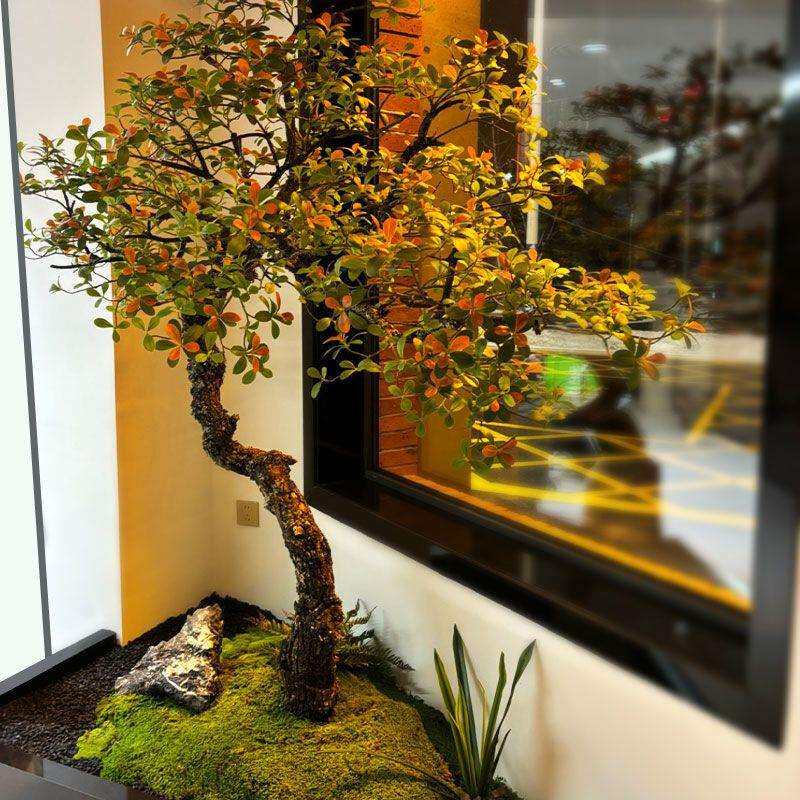精品海岛春花仿真绿植室内装饰造景落地摆件简约植物中式茶室景观