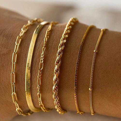 Gold Color Bracelet Stainless Steel Twist Cuban Chain Bracel