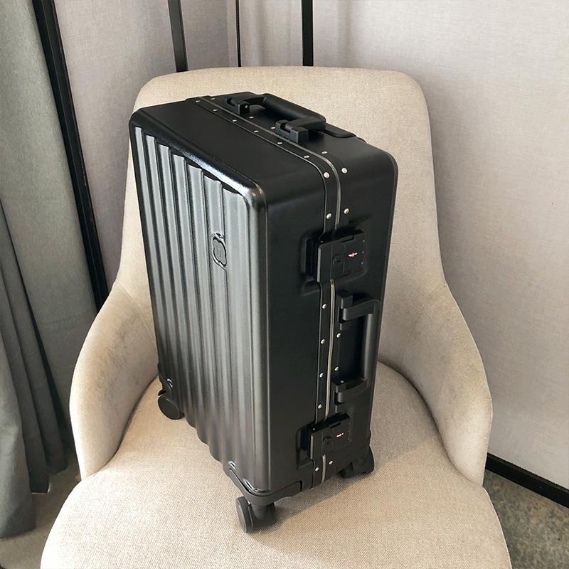 高档铝框李箱2女生高颜值20寸登机箱锁扣密码旅行拉行箱205新款pc