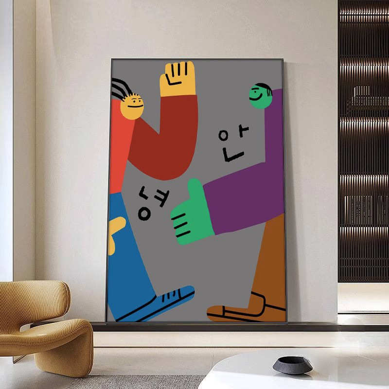 北欧ins风抽象人物挂画客厅装饰画克莱因蓝色玄关沙发背景墙壁画