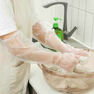 Extended long disposable gloves, thickened for food service,