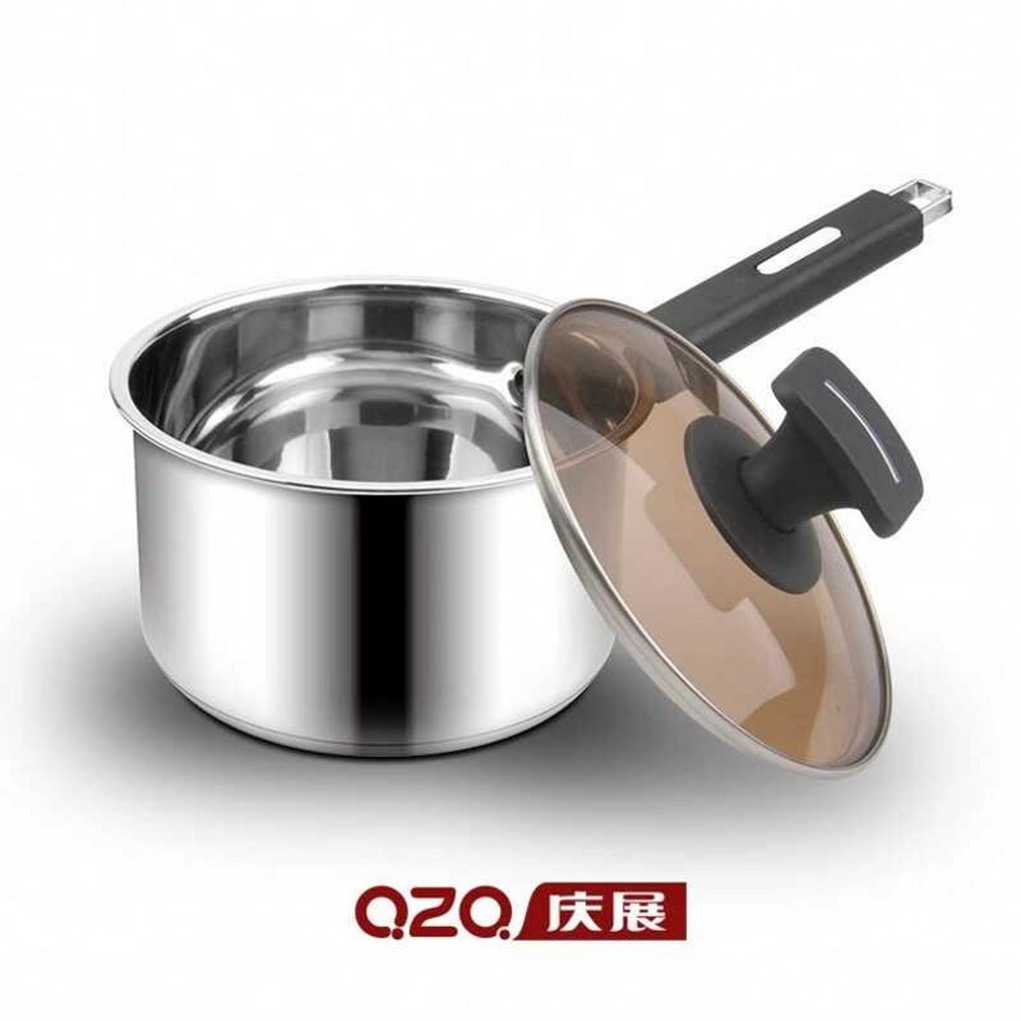 庆展304不锈钢奶锅汤锅加厚复底无涂层不粘煮面热牛奶小火锅早餐