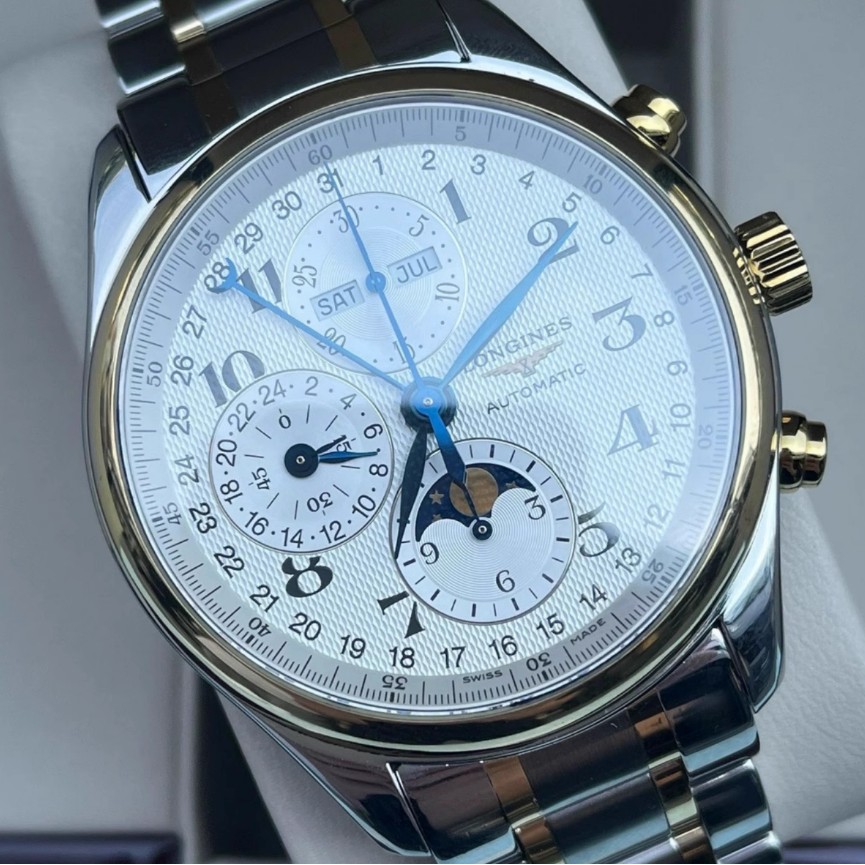 9.8新 浪琴名匠八针钢18K金自动机械手表计时男表L2.773.5.78.7