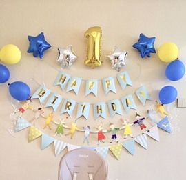 过生日气球宝宝一周岁生日布置创意，周岁宝宝宴装饰狗宝宝儿童派对