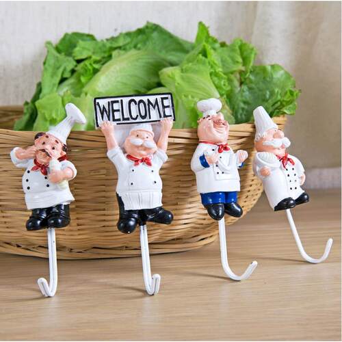 Home Kitchen Resin Stainless Steel Hooks Wall-Mounted Nail-F
