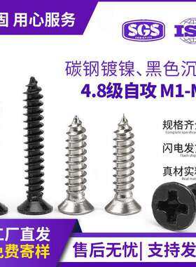 KA镀镍十字沉头自攻螺丝平头黑色自功螺丝钉电子小螺丝M2M3