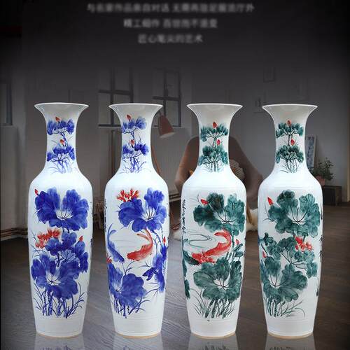 1.2-1.6米手绘连年有余大花瓶落地装饰摆件酒店开业庆典礼品赠言