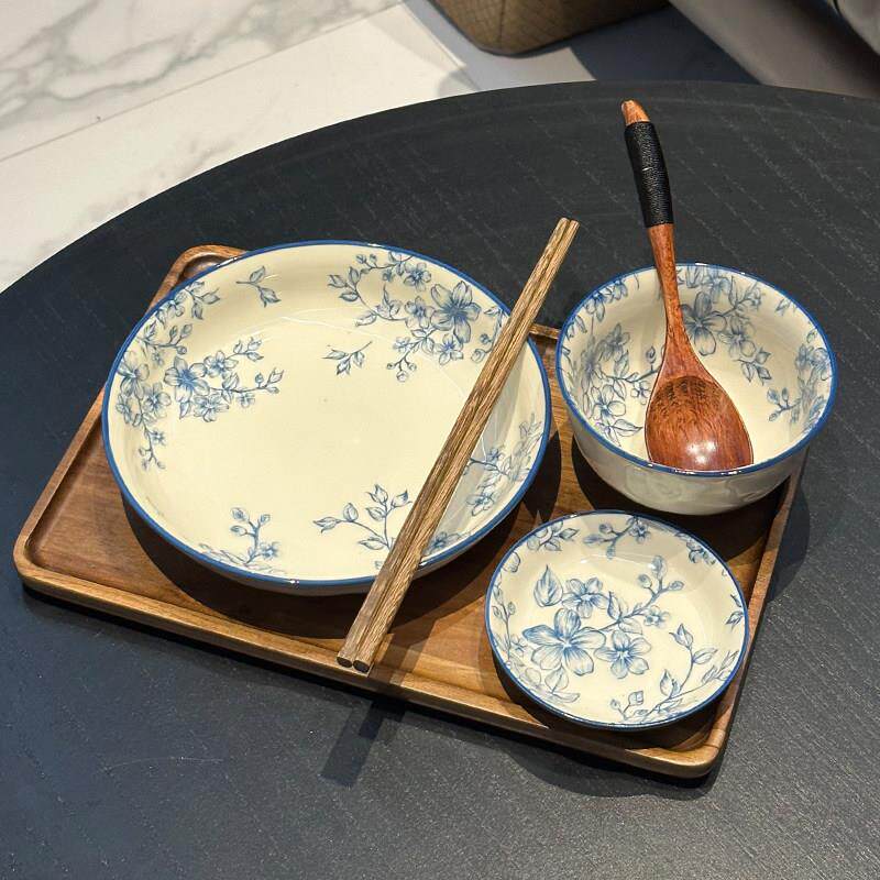 ENO创意陶瓷餐具套组釉下彩盘碗碟套装一人食餐盘套装家用