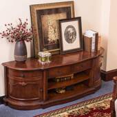 美式 落地储物地柜子半圆古弧形 实木柜卧室简约视家电LS331用高款