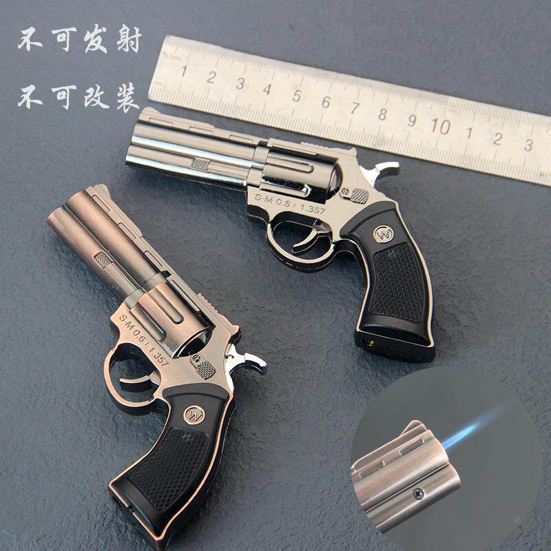 左轮创意防风打火机金属玩具造型充气火机烟具跨境 不可发射
