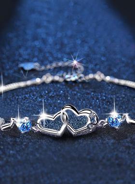 正品男银情侣纯手链女一对手镯轻奢众精致高级感新款生日礼小物送