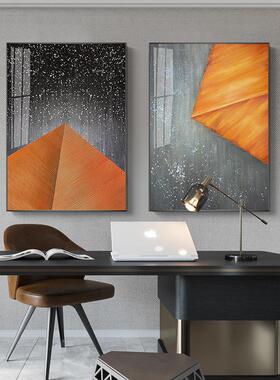 现代简约玄关走廊装饰画抽象落地餐厅挂画轻奢客厅摆放橙色墙画