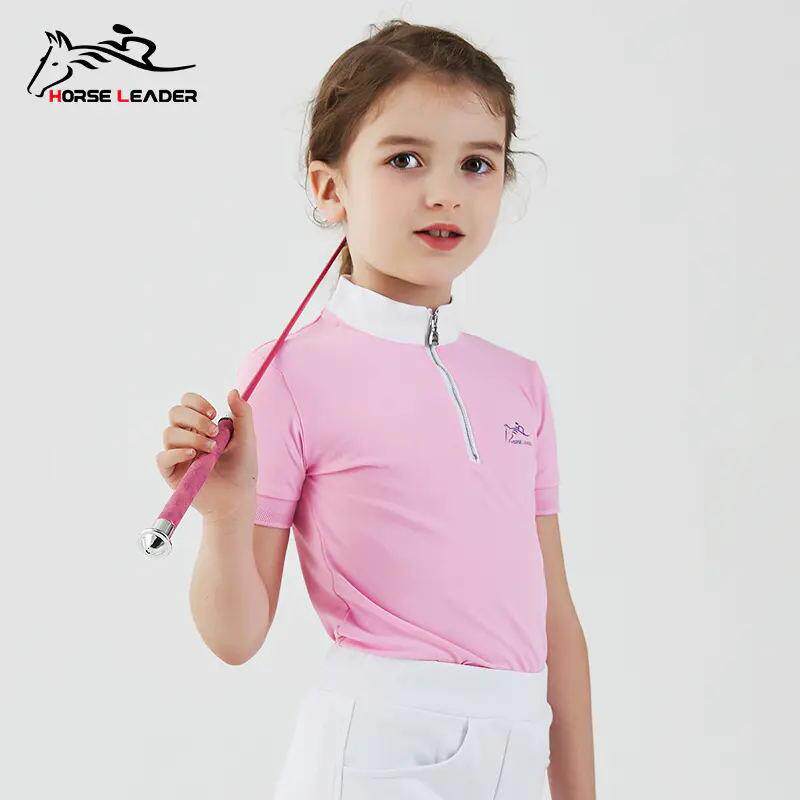 夏季短袖马术T恤儿童马术服装女童骑马服装马术装备短袖POLO衫款