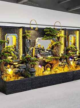 大型水幕墙流水屏风喷泉招财摆件办公室景观花园庭院水池景观装饰