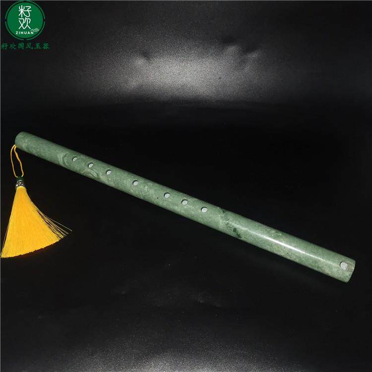 高档色玉石笛子笛女古装风箫短古汉白服舞蹈笛子道具乐器收藏摆件