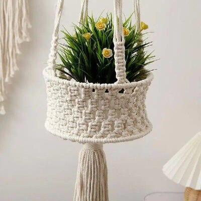 E06B Hanging Plant Handmade Macrame Plant Hanger Flower Pot