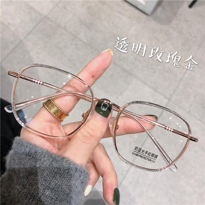 新款超轻TR眼镜框防蓝脸光辐射素韩版颜网红同款金玳瑁女镜框男圆