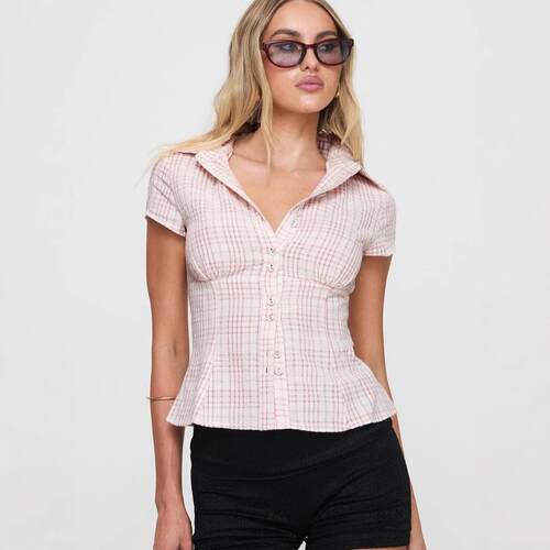 Cottesloe Blouse Brown Check Top