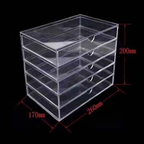 亚克力抽屉收纳盒透明大五层化妆文具彩妆桌面笔刷架甲油胶整理柜