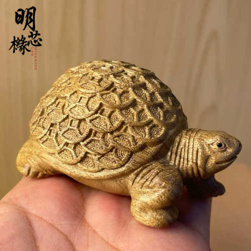 木雕文玩摆件手把创意批发件装饰品金丝金钱龟家居工艺品楠木车载