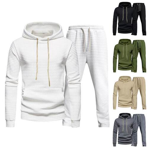 Men's small square hooded sweatshirt long pants sports