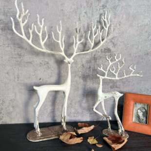饰摆件家居室内客厅玄关饰品户外园艺展示 复古铸铁麋鹿装 法式 欧式