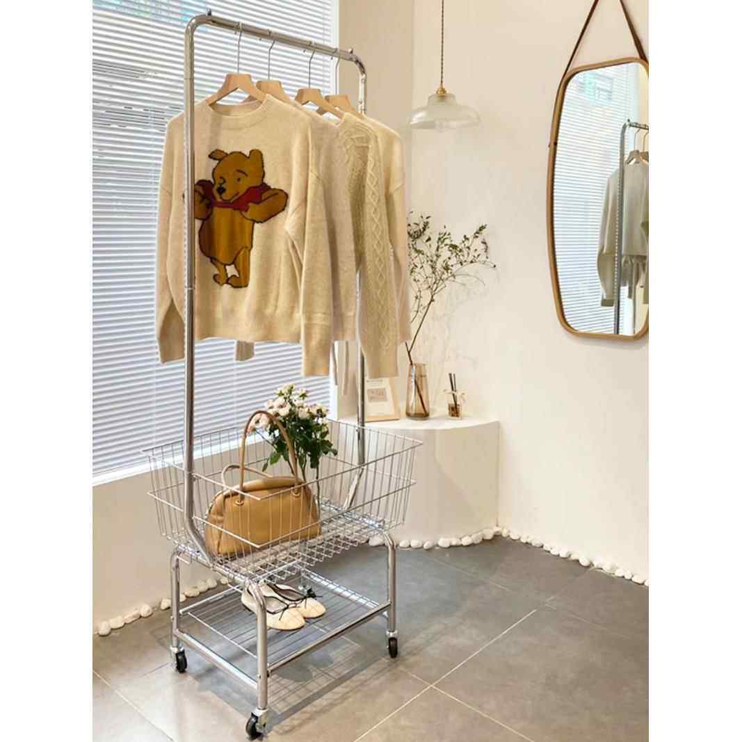 移动服装店展示架落地式专用女装陈列挂衣架带轮子购物推车置物架