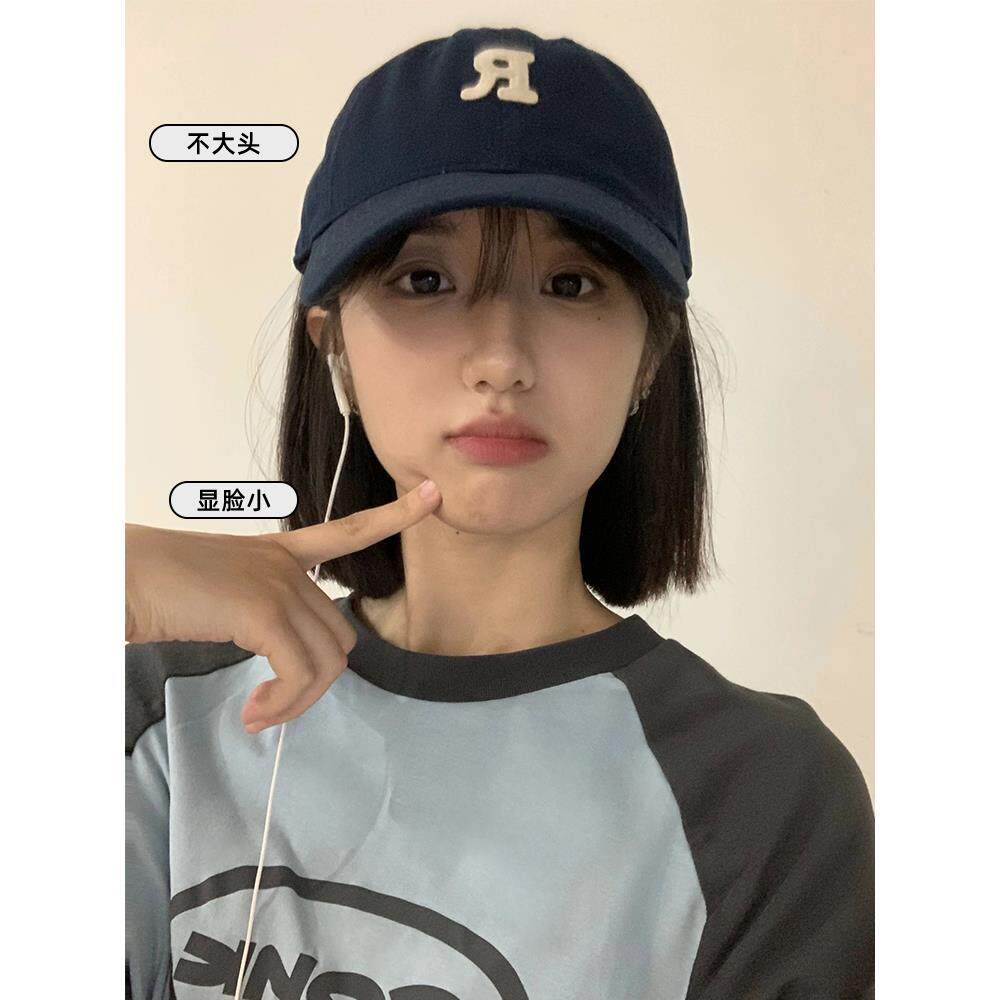 棒球帽假发一体女短发新款大头围显脸小加宽大帽簷时尚百搭鸭舌帽