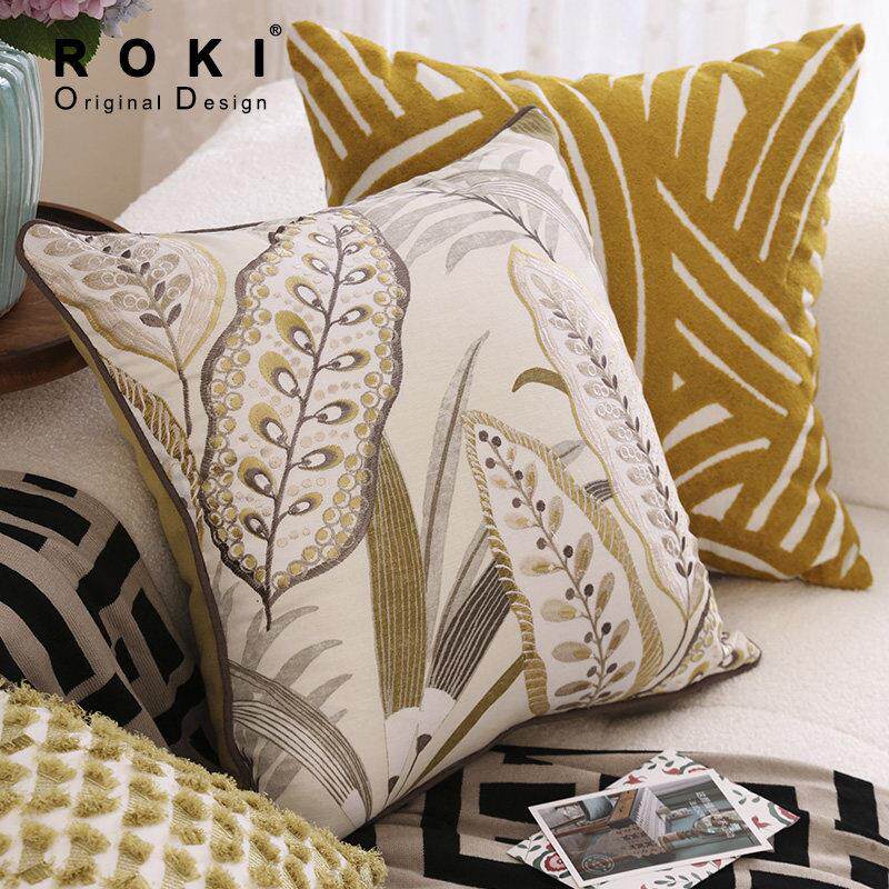 如琪高档绣花沙发抱枕靠垫欧式立体印花抱枕套客厅靠枕可拆洗定制
