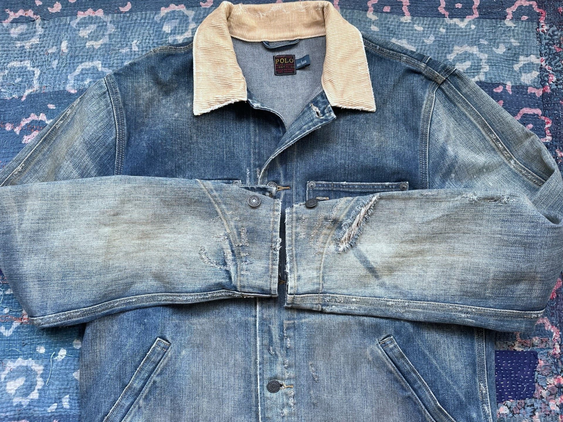 Polo Ralph Lauren Distressed Denim Corduroy Jacket — label