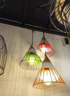 闽福州田园吊灯loft设计师LED灯餐厅咖啡厅吧台铁艺麻绳个性吊灯